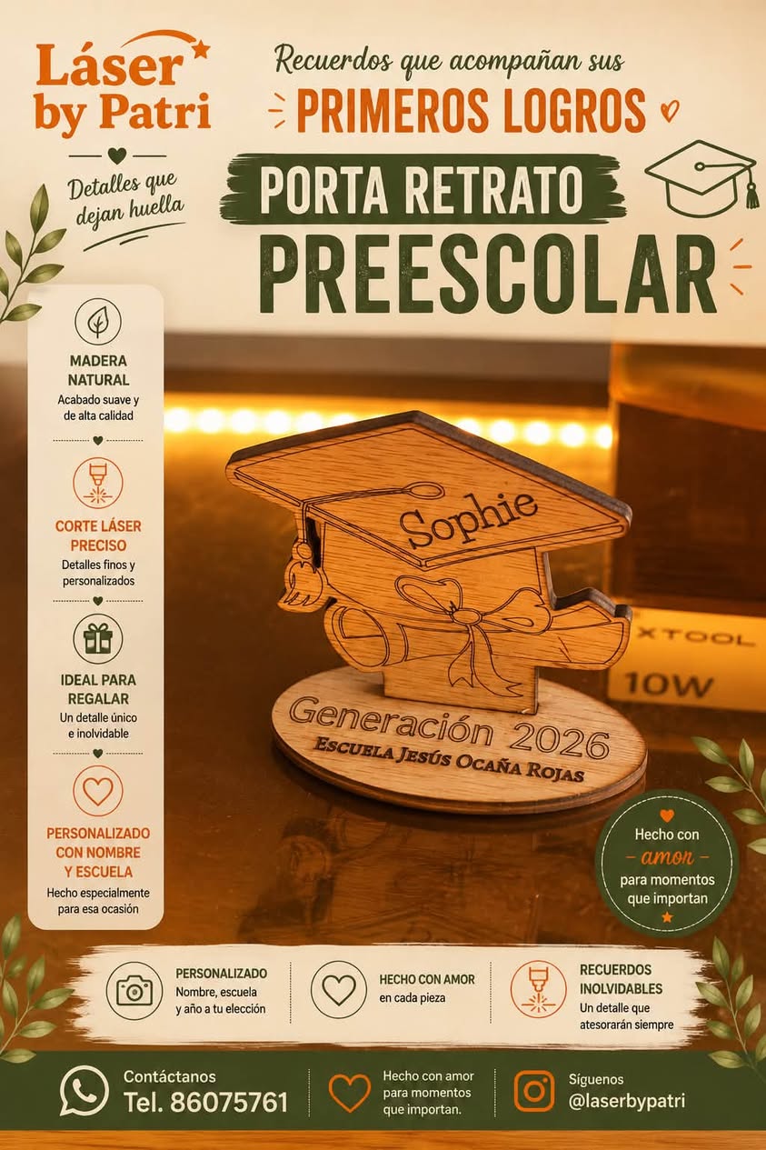 Recuerdo de graduación en madera