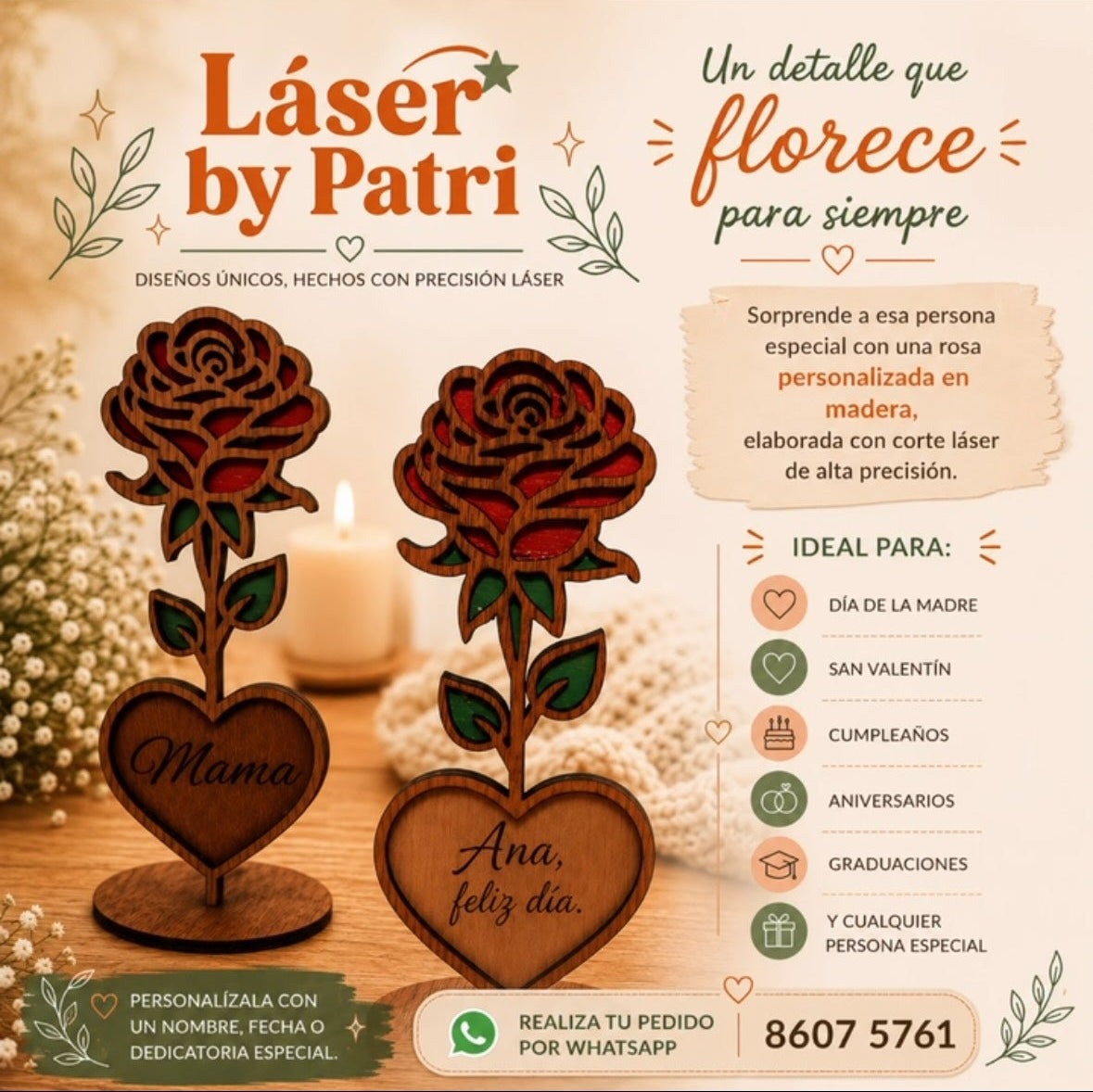 Rosas de madera personalizadas